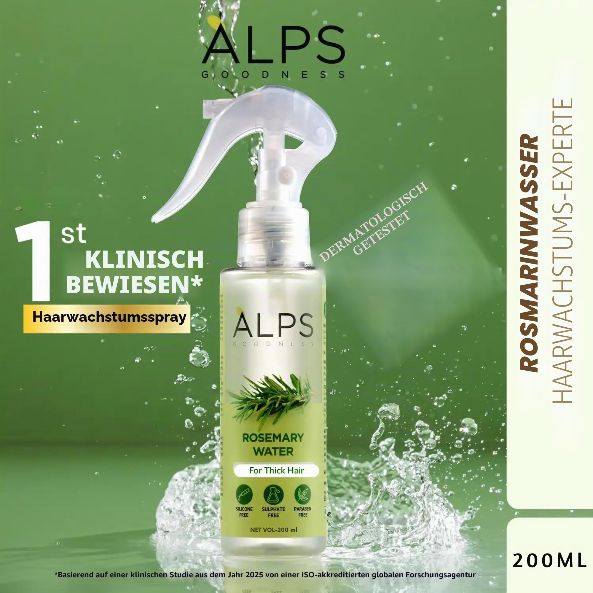 Alps Goodness Rosmarin-Wasserspray für das Haarwachstum, stärkt, belebt und verdickt das Haar, repariert Schäden und bekämpft Haarausfall, verleiht Glanz und reduziert Frizz, 6 Stück