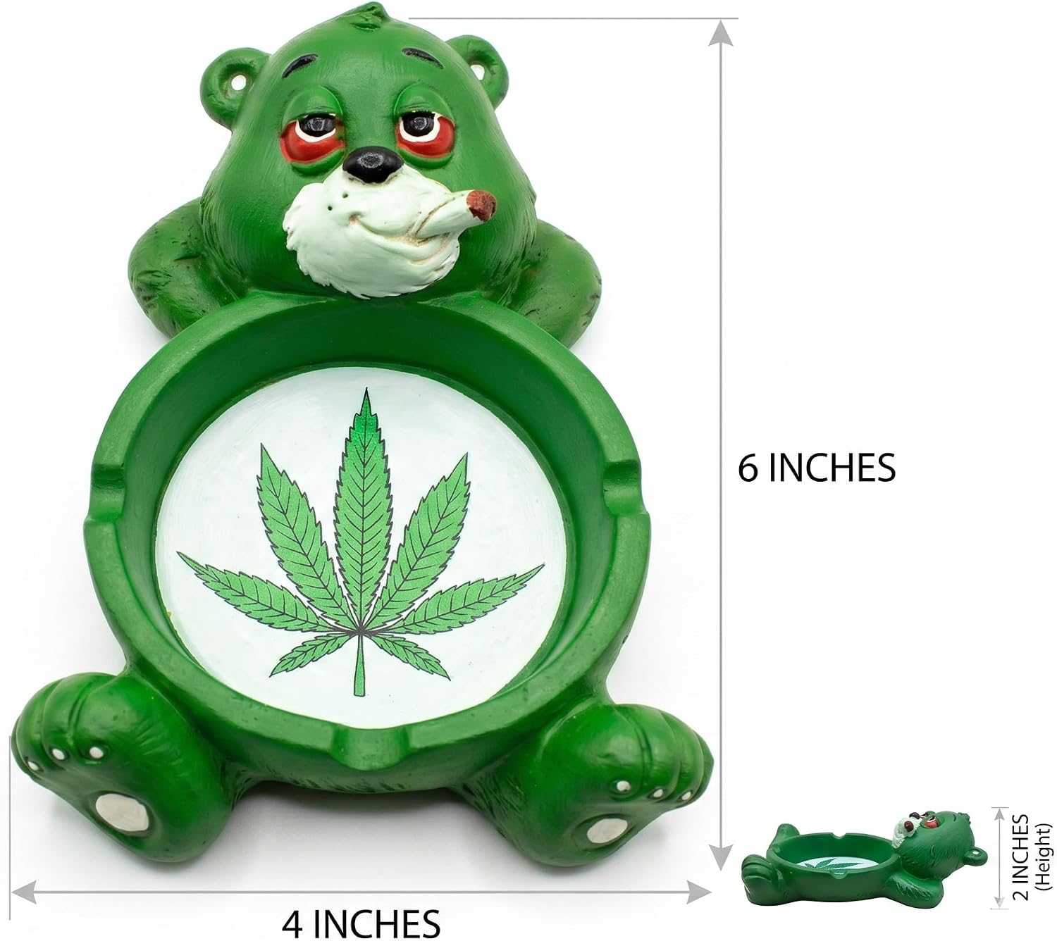 Fantasy Gifts Stoner Bear Polyresin Ashtray - 4"x6"