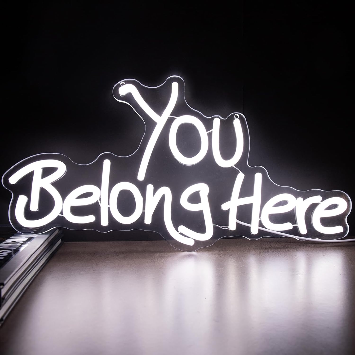 Neon Sign, You Belong Here Neon Light Sign LED Letter Neon Lights for Wall Decor, USB Powered Neon Bar Sign for Party Club Restaurant, Bedroom Wall Decor 17.72 x 9.06"