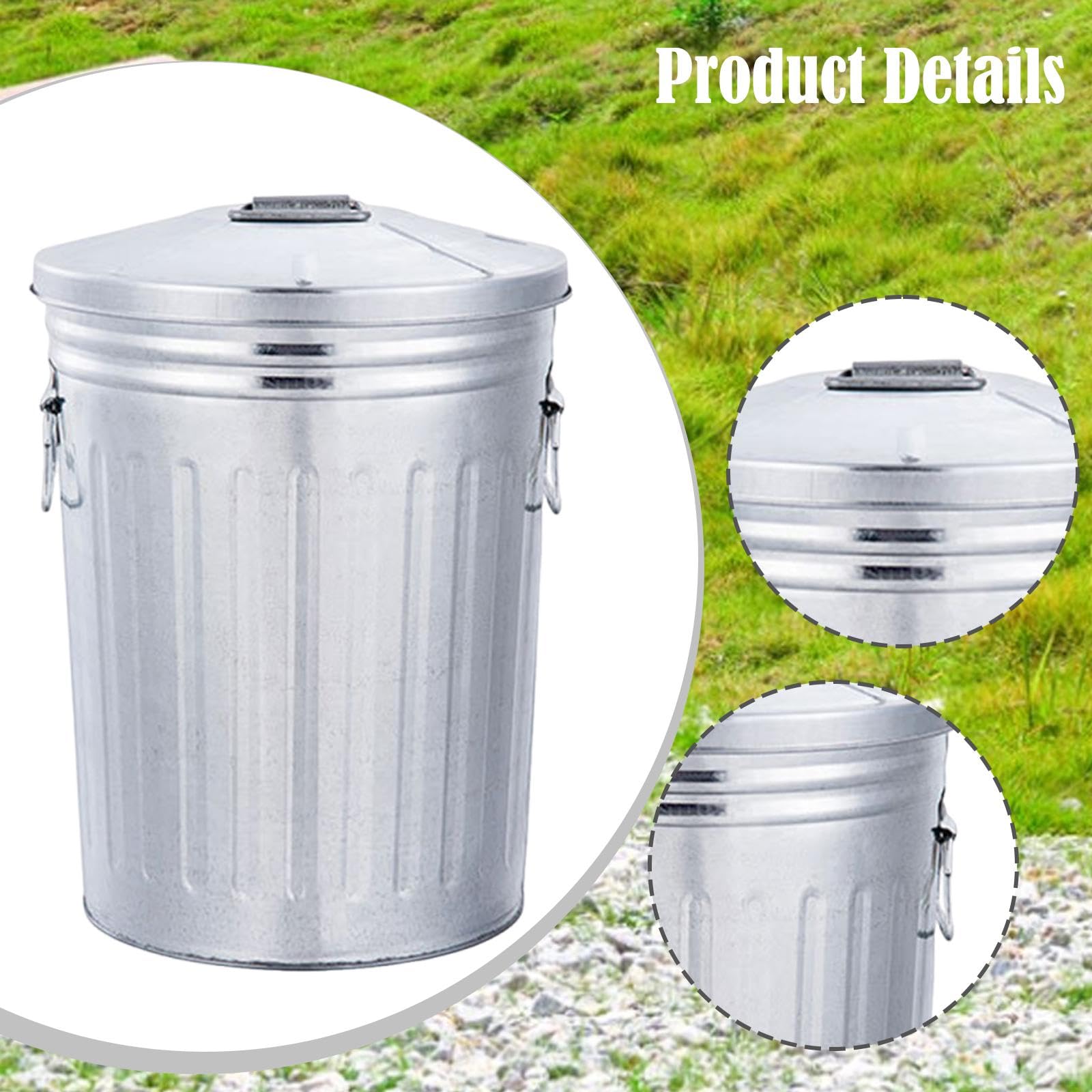 Cubo de Basura Metálico para Exteriores de 8 litros con Tapa Hermética, Contenedor de Compost, Resistente Y Rústico para Residuos.