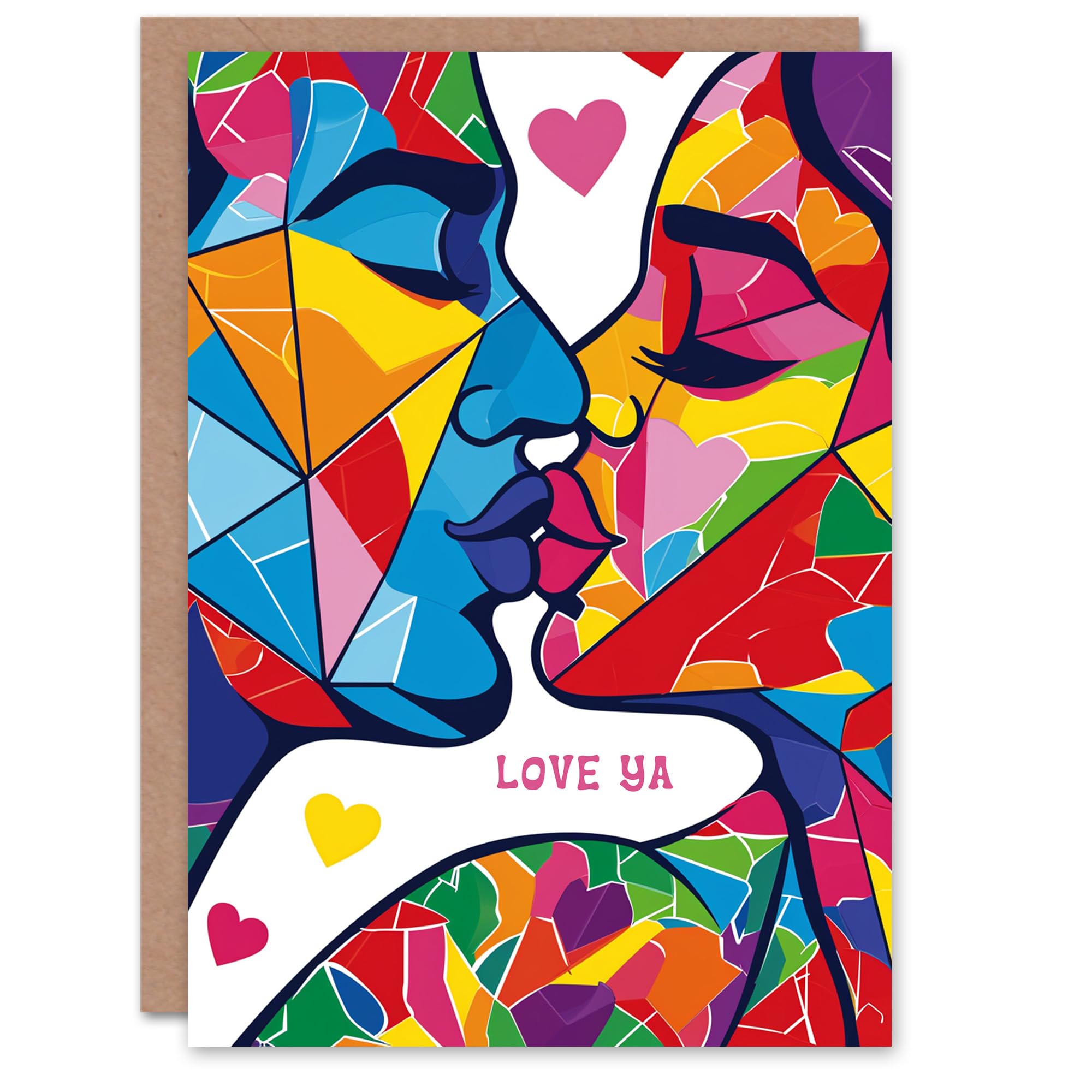 Artery8 Valentines Day Greeting Card Love Ya Kiss Casual Abstract For Her Wife Partner