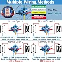 DMWD 2pcs 22mm Metal Latching Push Button Switch 12V-24V ON/Off 5Pins 1NO 1NC for 7/8" Mounting Hole Waterproof Silver Shell with Socket Halo Ring Blue LED Light gallery image