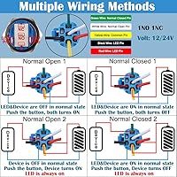 Vista 6 de 2 piezas de interruptor de botón de metal anti-vandalismo de 0.748 in, carcasa plateada con coleta para orificio de montaje de 3/4 pulgadas, 12V-24V
