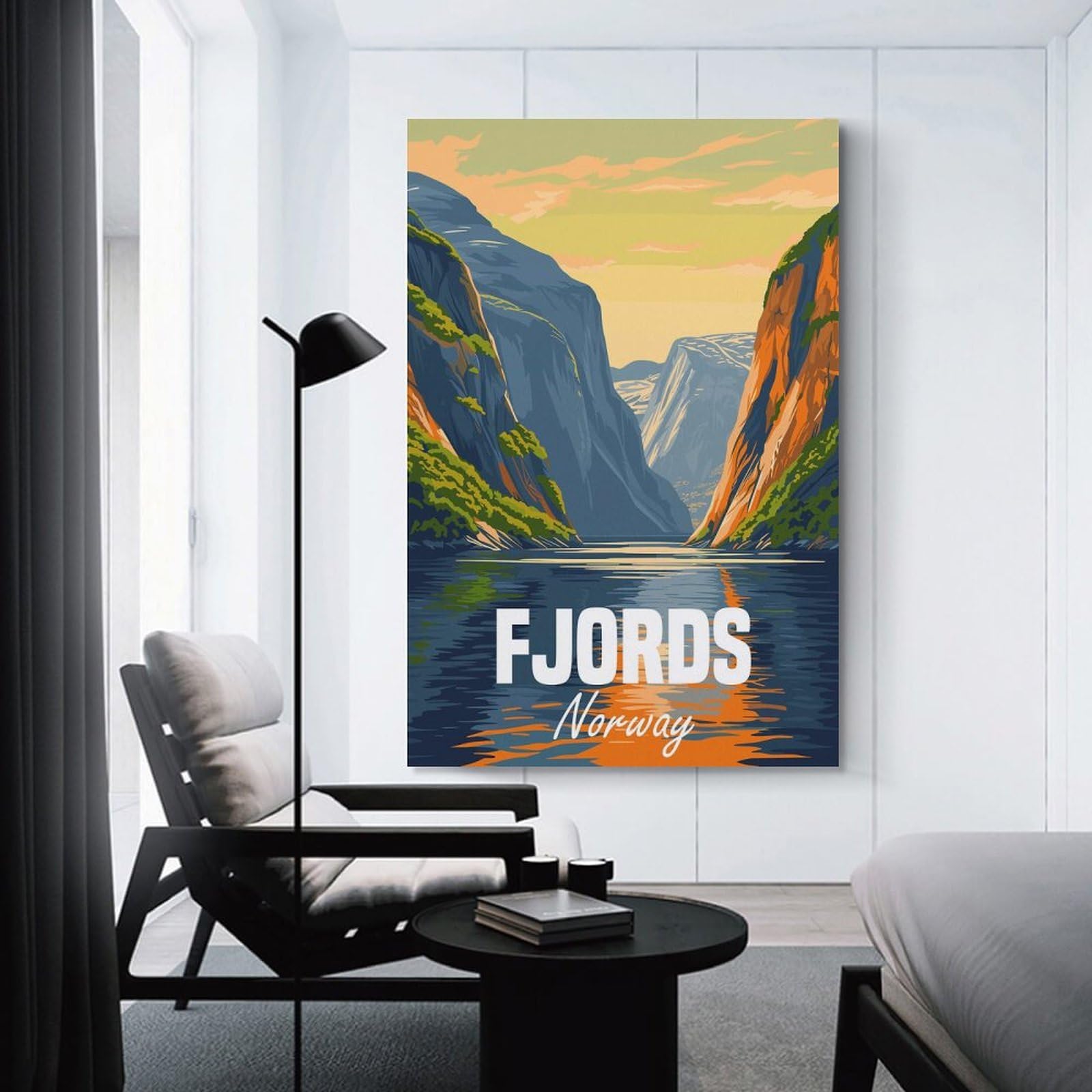 Junmoney Fjords Norway Room Decor Wall Art, 20x30inch(50x75cm), for Home, Office, Studio Or Guest Room, Canvas Wall Art That Fits Changing Layouts