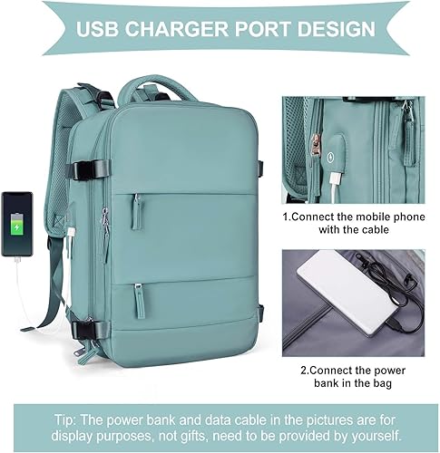 Miniatura 434 de coowoz Mochila de viaje grande para mujeres y hombres,Mochila de transporte,Mochila de senderismo impermeable para deportes al aire libre, Azul, 45