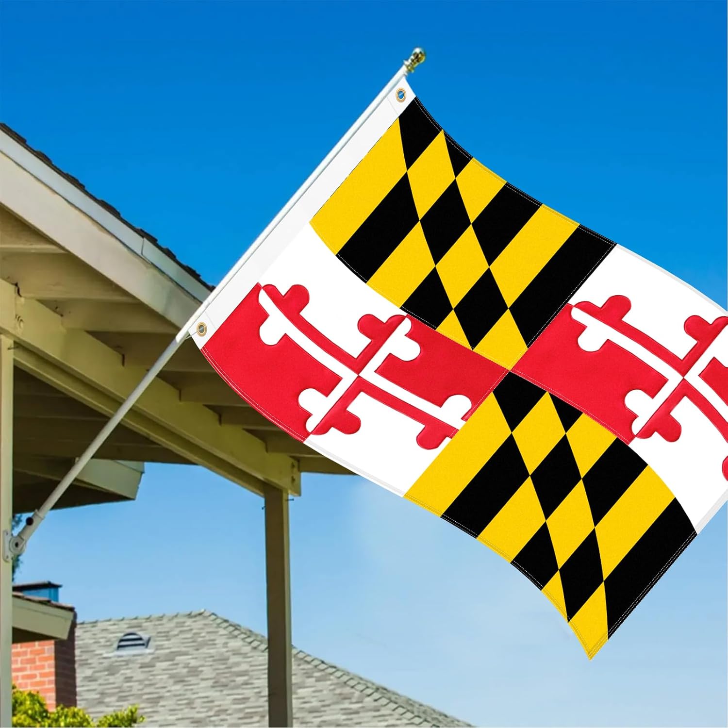Maryland Flag 3x5 FT Heavy Duty Outdoor, Fully Sewn with Embroidered Red Cross Design | 210D Oxford Fabric | Brass Grommets and 4 Stitch Hemming | State of Maryland MD Flags for Outside House Garden - Image 6