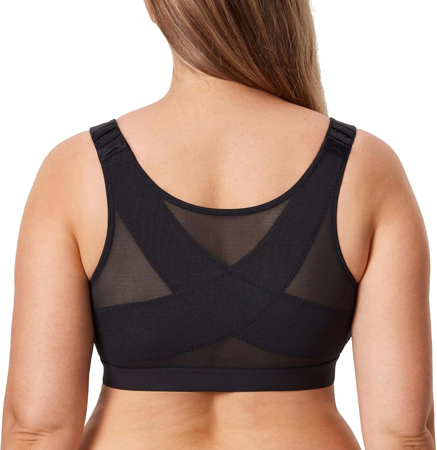 DELIMIRA Women's Inbarely Plus Front Closure Bras Posture Wireless Full Coverage Plus Size Unlined Bra