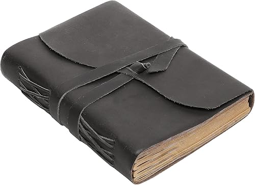 VIMOKSHA Diario de escritura de cuero, cuaderno encuadernado en cuero para hombres, 8 x 6 pulgadas, papel con forro de estraza con 240 páginas,
