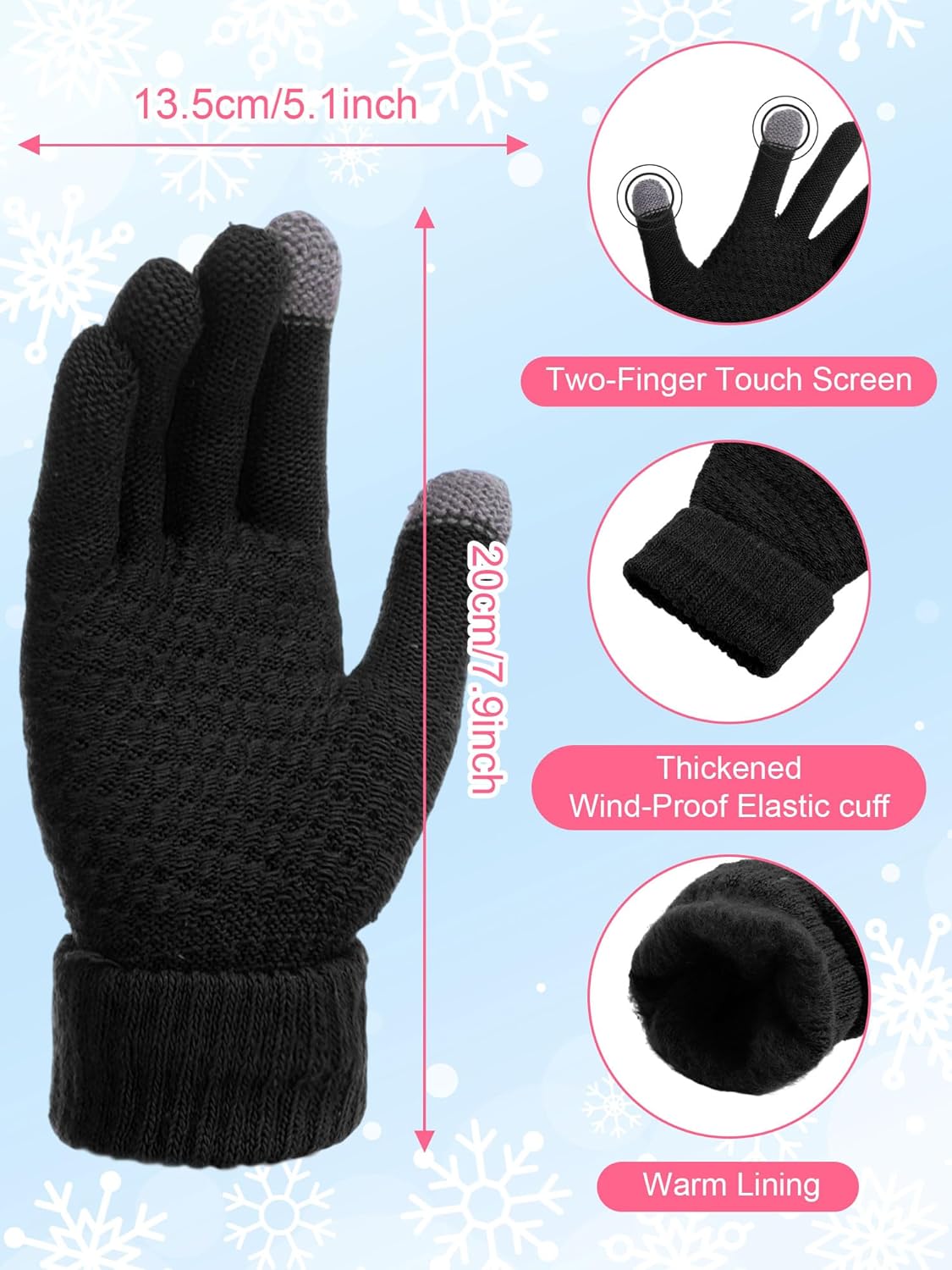 Suhine 8 Set Winter Warm Hat and Gloves Bulk Knitted Warm Beanies and Touchscreen Soft Gloves for Women Cold Weather - Image 3