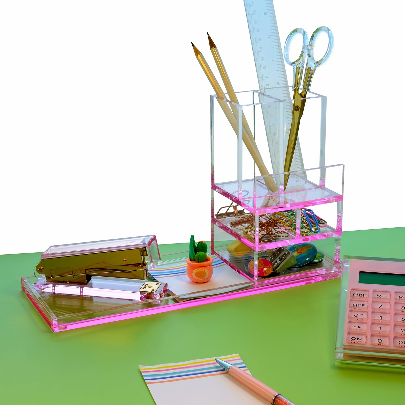 EXPUTRAN Clear Acrylic Stackable Letter Tray Desk Organizer 2 Tier A