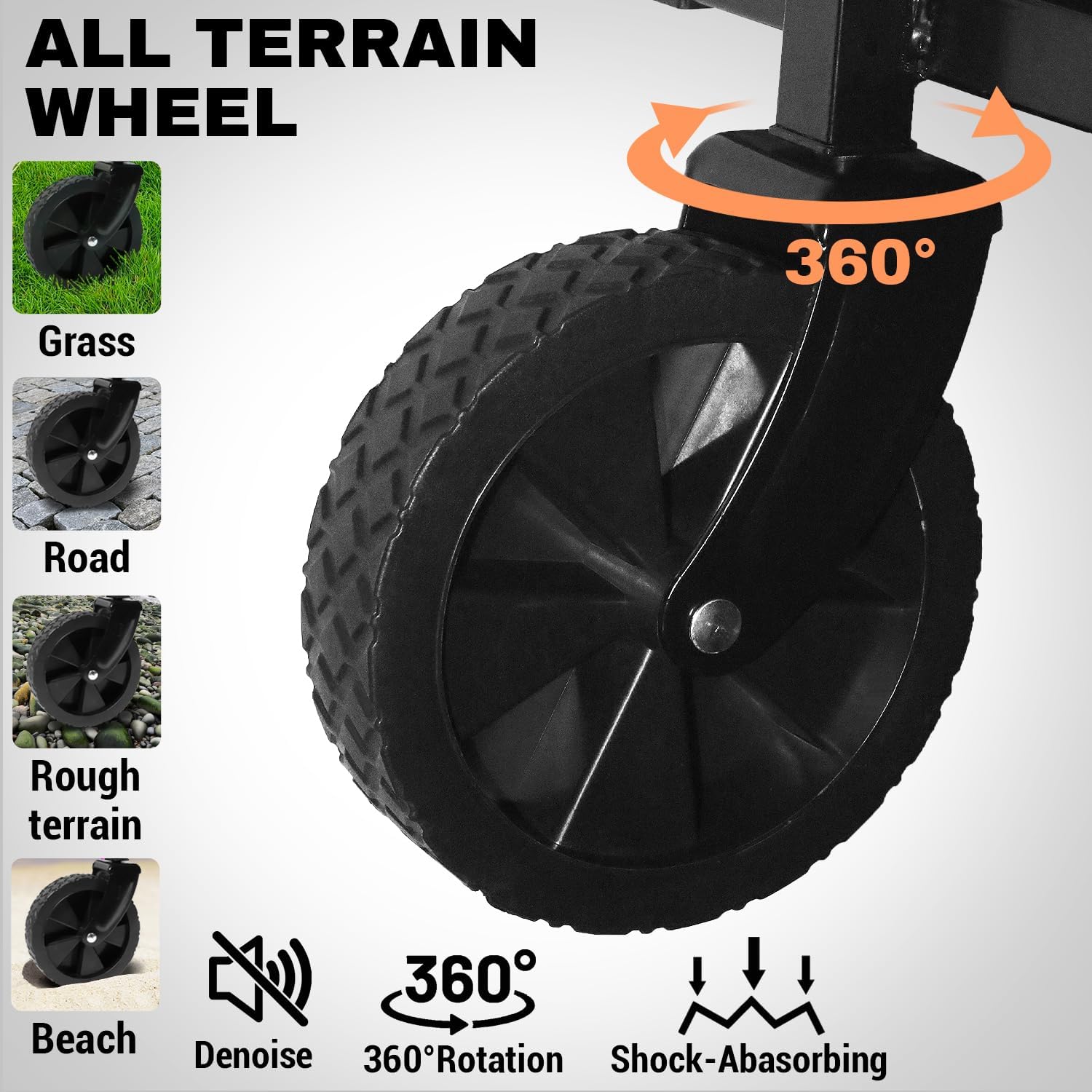 Collapsible Wagon 352LBS Capacity, Foldable Large Wagons Carts, Heavy Duty Outdoor Folding Wagon with All-Terrain Wheels, Utility Garden Beach Wagon with Storage Bag Gray