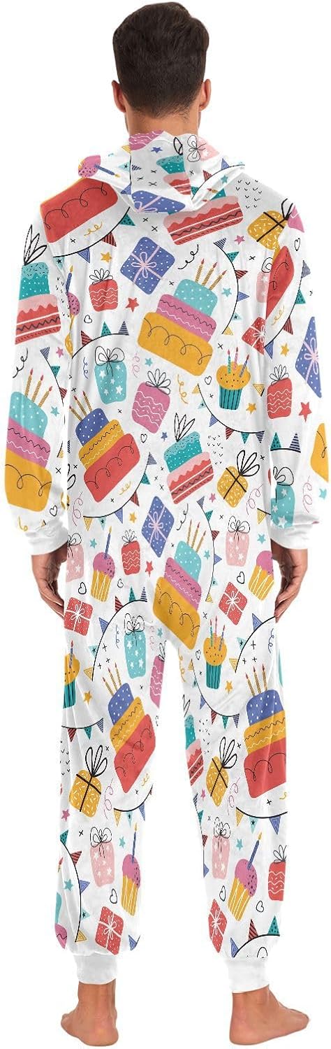 ZZXXB Shamrock Florals Onesie Pajamas for Adult Women Men Long Sleeves One Piece Onesies Zip Up Hooded Sleepwear S - XL