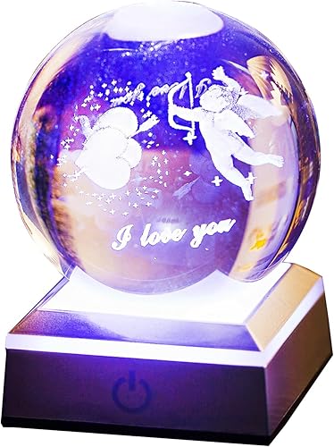 Regalos para mujeres, bola de cristal 3D Cupido K9, luz nocturna creativa, lujosa y hermosa, día de San Valentín, cumpleaños, aniversarios, etc.,