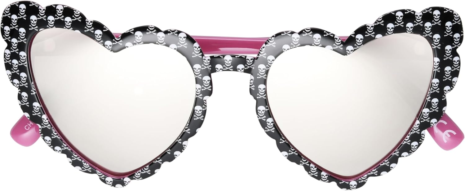 Betsey Johnson Women's Queen of Hearts Sunglasses, Black with Skull Pattern, 55 mm - Image 4