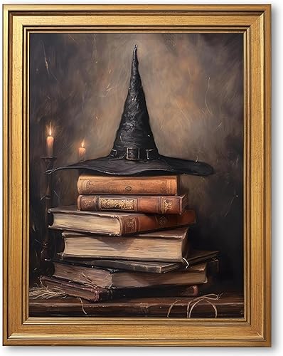 Framed Witchy Spells Book Halloween Pictures Wall Art Vintage Neutral Ashland Witch Bookish Poster Canvas Print Dark Academia Victorian Gothic Decor
