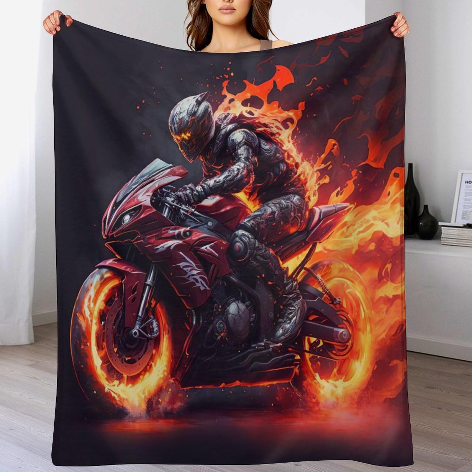 Couverture polaire moto contre le froid : plaid flanelle doux pour lit et sofa