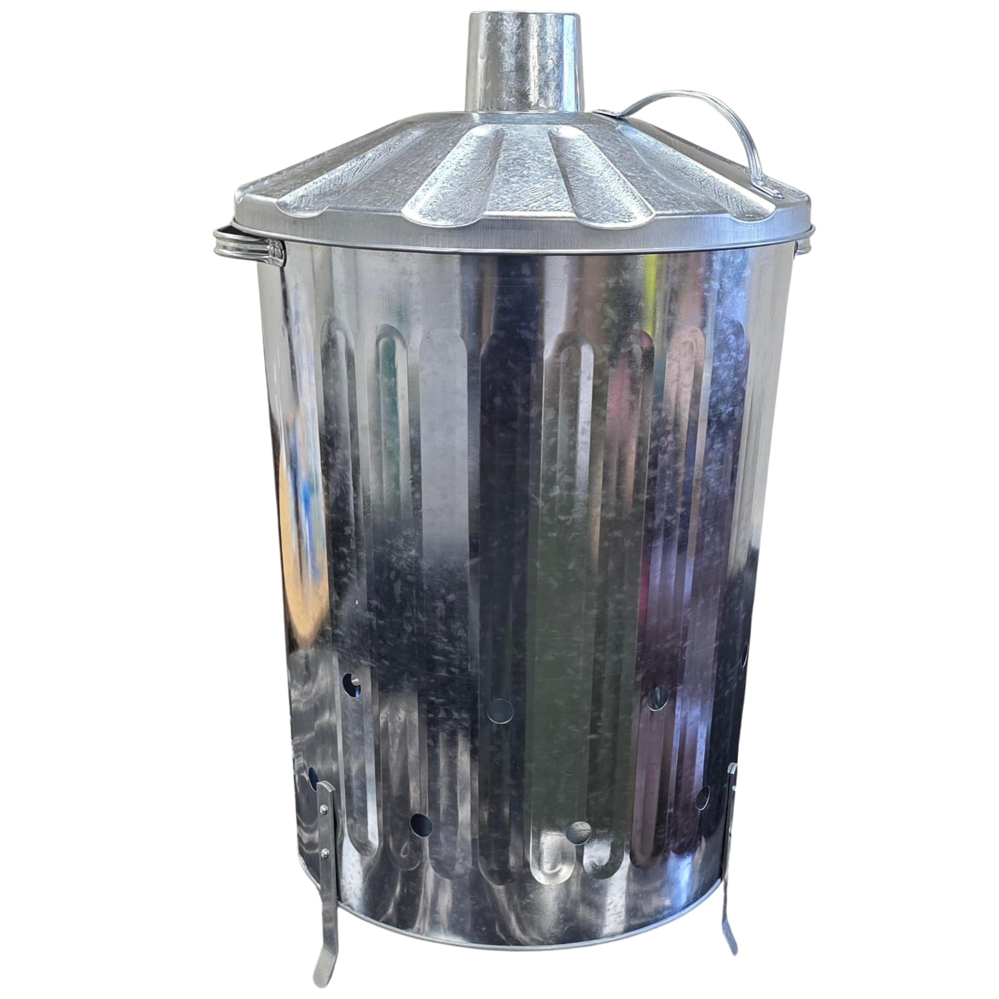Easy Shopping 90 Litre 90L Extra Large Galvanised Metal Incinerator Recycle Garden Rubbish Fire Burning Bin With Lid