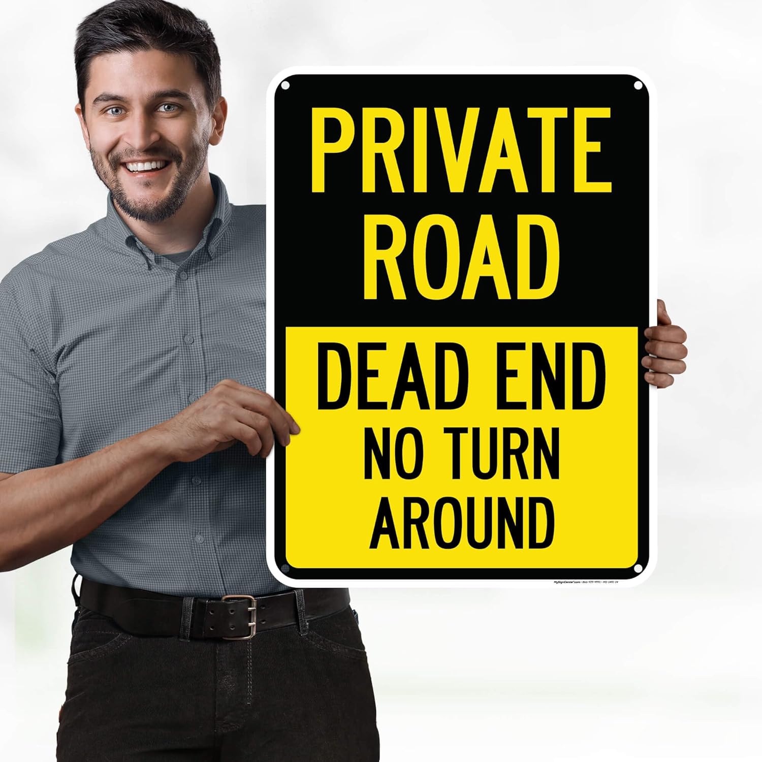 Private Driveway no Turnaround Sign No Turn Dead End Sign, 18"x24" Polyethylene, Indoor/Outdoor Use, USA MADE By My Sign Center