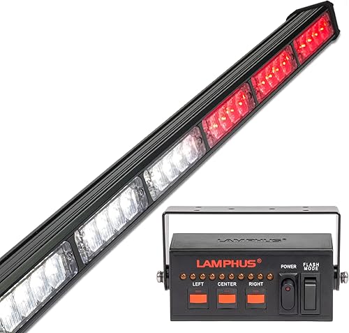 Miniatura 47 de LAMPHUS SolarBlast SBLS104 barra de luces LED de alerta de emergencia e indicación de tránsito, 47 pulgadas, 40 W - ÁMBAR AZUL, Rojo Rojo