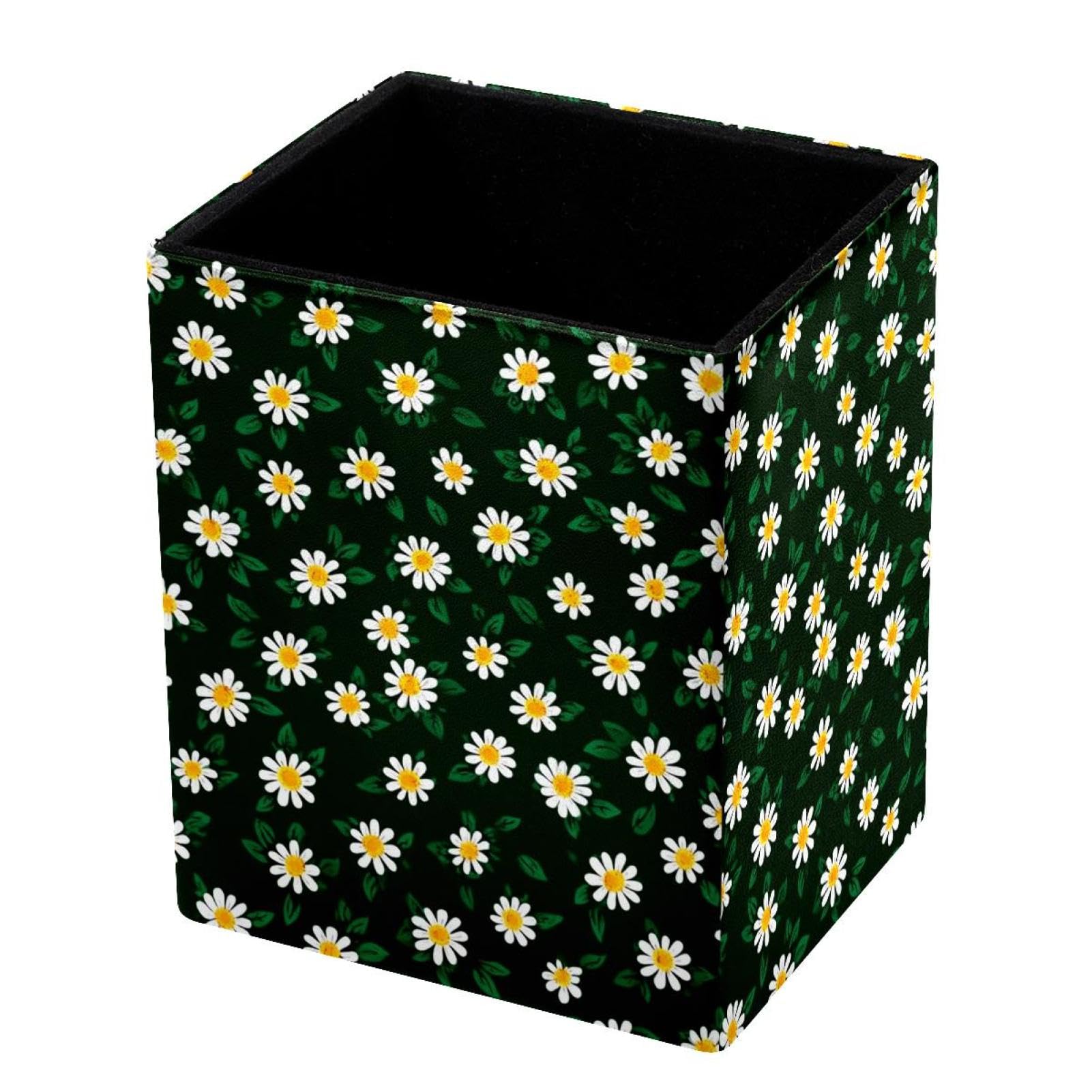 VAPOKF Pencil Holders for Desk, Daisy Printed Pen Holders Pen Pot Makeup Brushes Storage Desktop Stationery Supplies Organiser for Home Office
