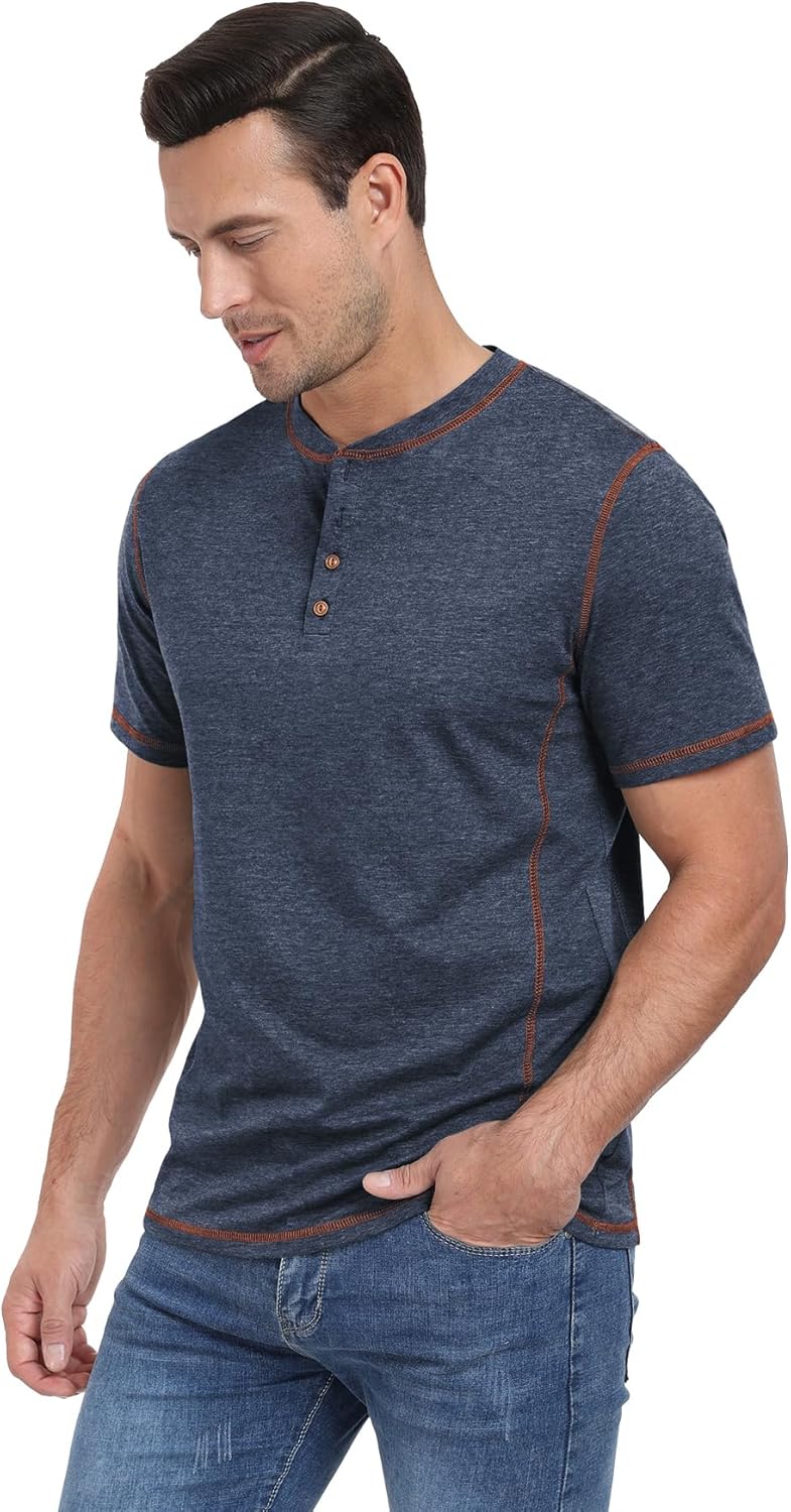 Sailwind Mens Henley Short Sleeve T-Shirt Cotton Maverick Shirt - Image 6