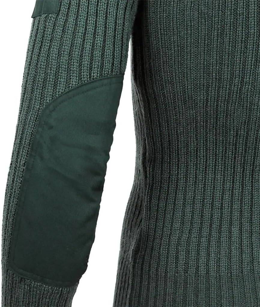Mens Knit Sweater Pullover Winter Patchwork Vintage Green O Neck Knit Sweater Cold Weather Jacket