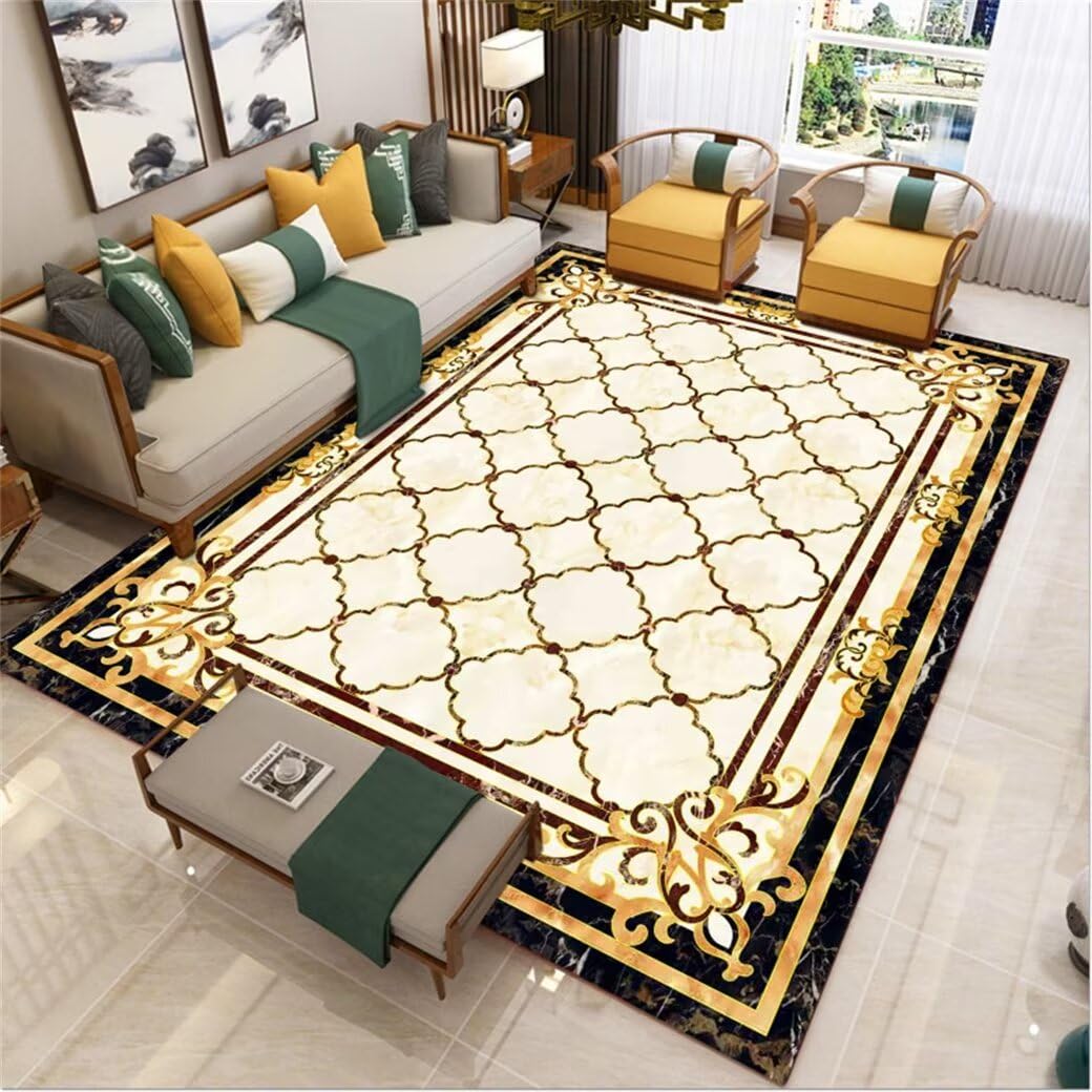 Tapis de chambre lavable jaune 200x250cm pour réveiller la déco du salon