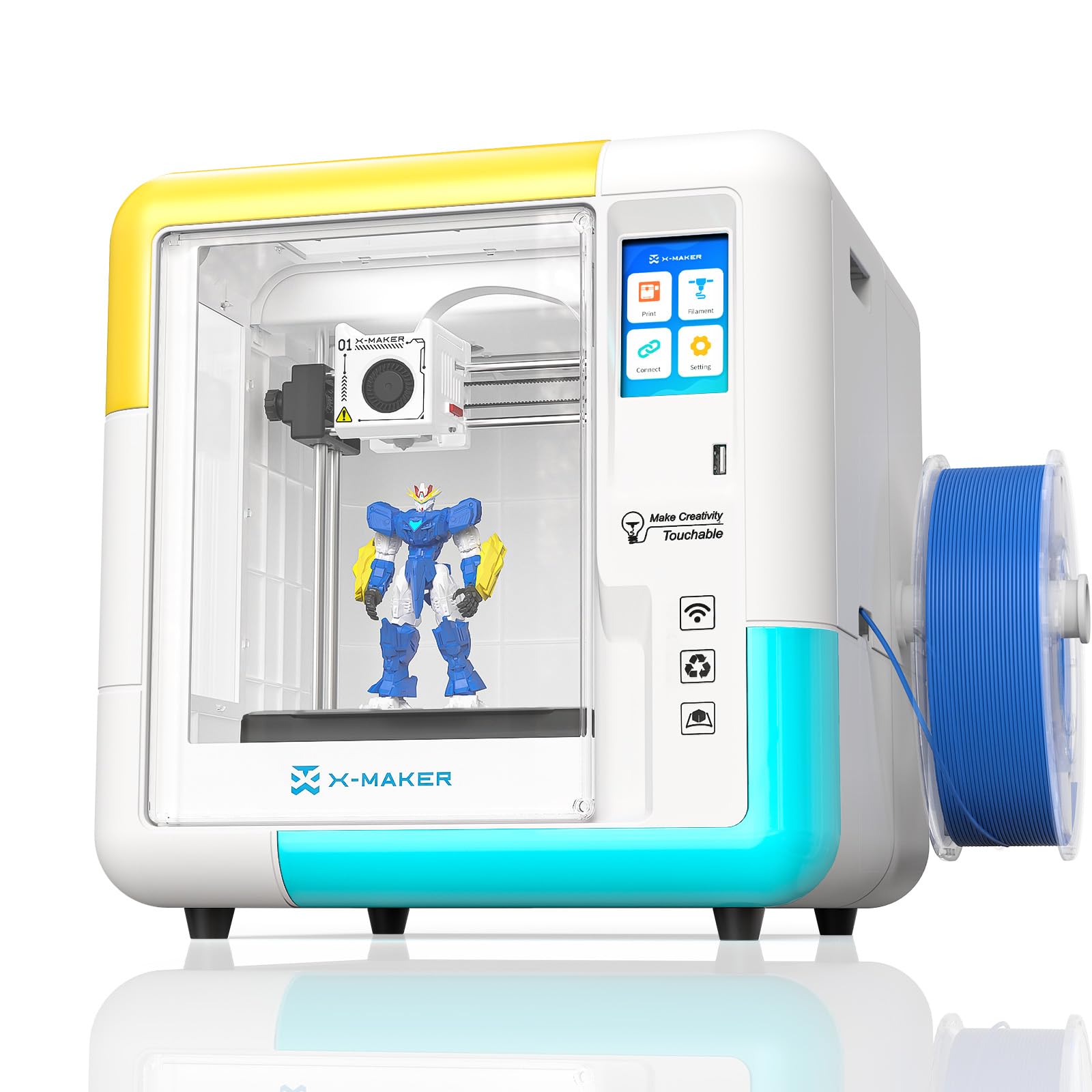 X-Maker 3D-Drucker mit Design-App, Vollständig Geschlossen, WLAN-Druck, 8.000+ 3D-Spielzeugvorlagen mit Updates, 15+ 3D-Designmodule, Sofort Einsatzbereit