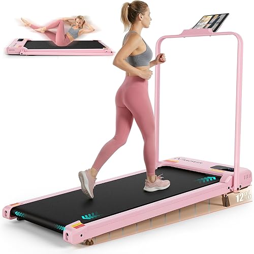 ANCHEER Cinta de correr con inclinación  Plegable debajo del escritorioCapacidad máxima de 300 libras  Cinta de correr eléctrica compacta para el