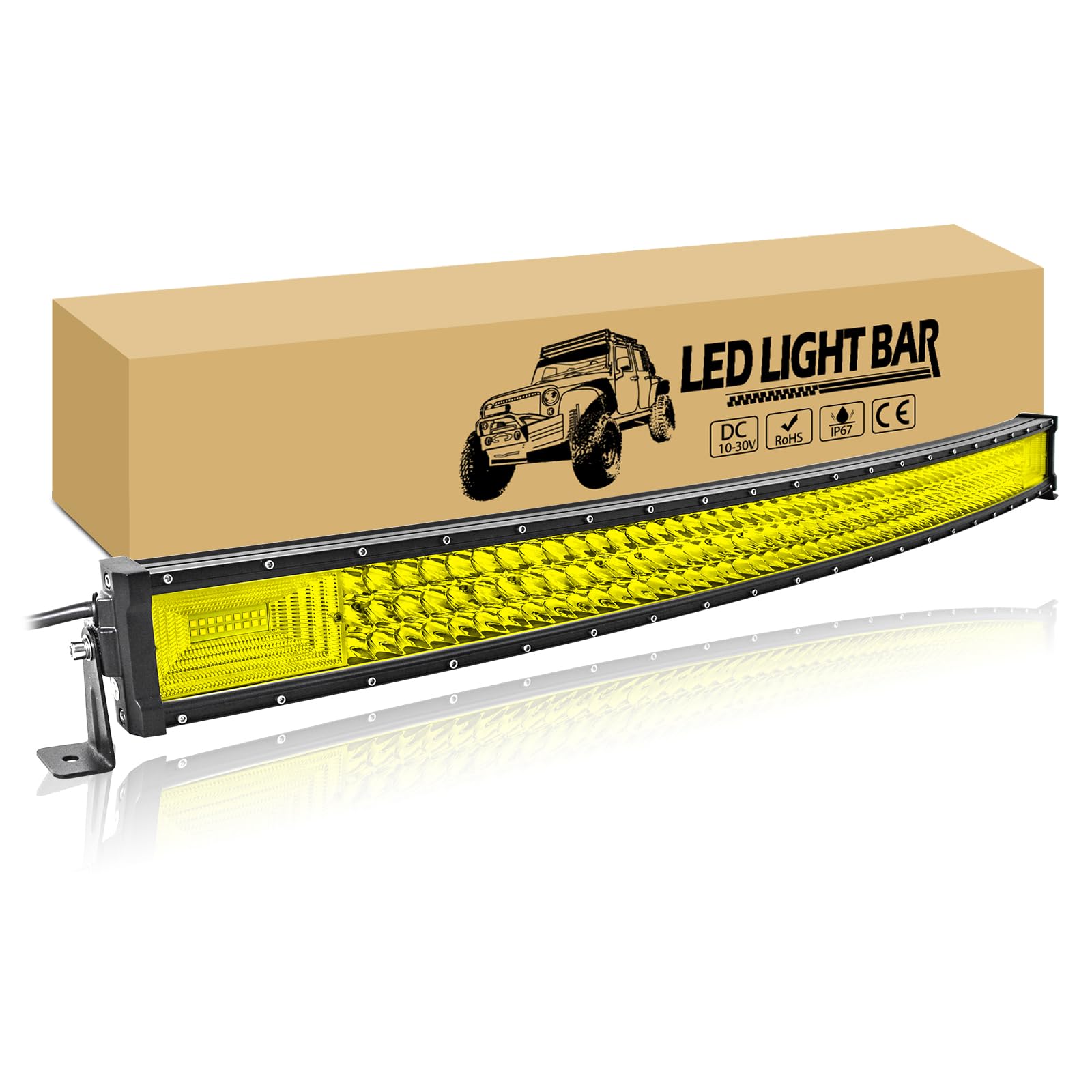 RIGIDON Curve Led Bar 42 cale 105 cm 540 W listwa świetlna LED 12 V 24 V, dalekiego zasięgu światła LED do off-road off-road truck ATV 4x4, 3000K żółta lampa do jazdy