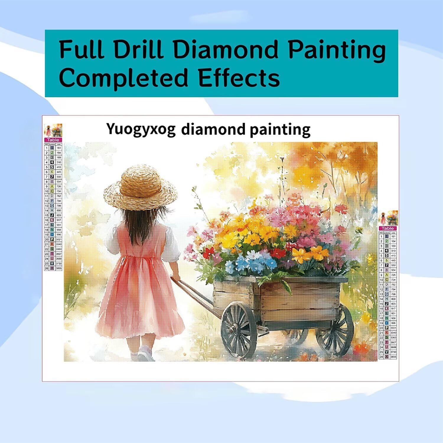 Diamond Painting Mädchen für Bastelset Kinder ab 6 Jahre, Diamant Painting Erwachsene Blumen, 5D Daiments Malerei Stickerei, DIY Mosaikherstellung Full Diamant Set Festival Geschenke 90x70cm L2-515