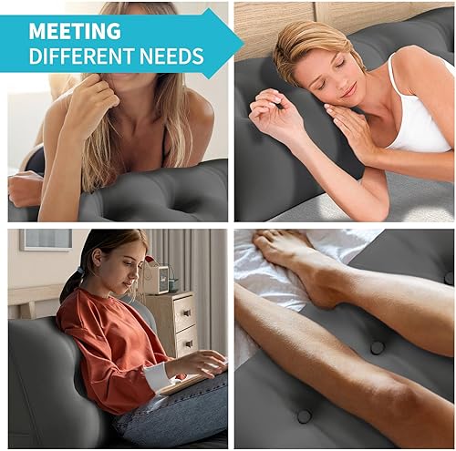 Miniatura 7 de CECER Almohada de cabecera para cama individual, almohada triangular grande con dos bolsillos laterales, cojín largo de cuña para cama o mujer