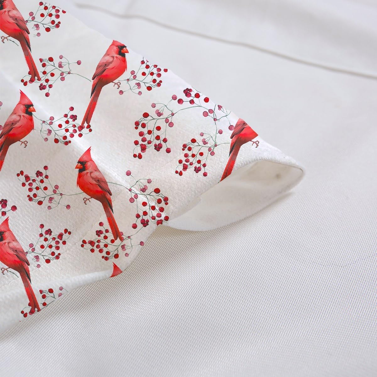 Erosebridal Bird Valance Curtains 52" W X 18" L, Branches Window Curtains, Cardinal Bird Wild Animals Botanical Blackout Valances, Plants Berry Window Treatment Valances, Nature Short Valance, Red