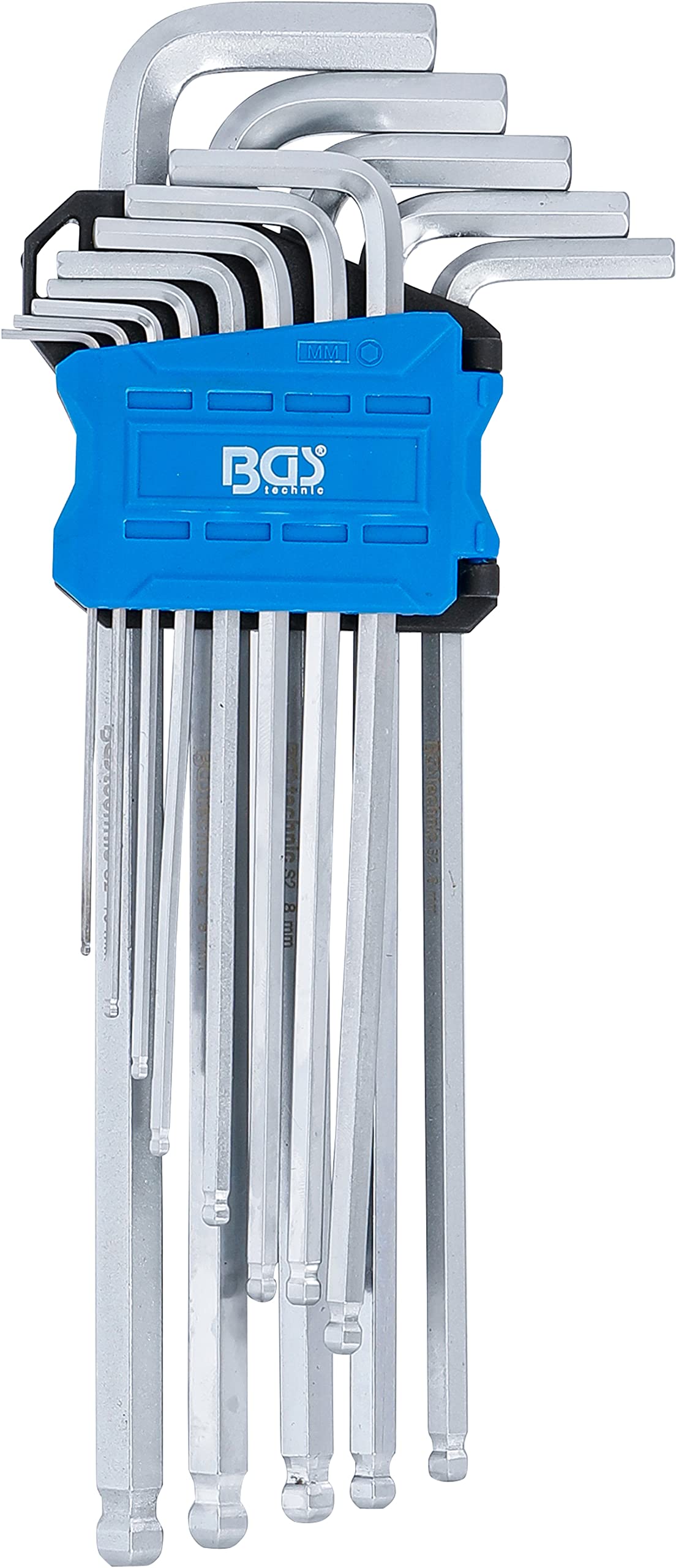 BGS Technic 9799 Allen Wrench Set Extra Long Hexagon Socket with Ball Head 1.27-10 mm 13 Pieces