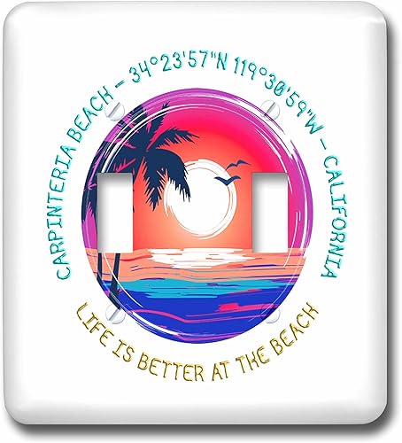 3dRose Carpinteria Beach, California. La vida es mejor en el... - Cubiertas de interruptores de luz (lsp-361787-2)