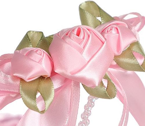 Miniatura 6 de Cesta de encaje rosa para niña de flores, cesta de pétalos de boda, cesta de niña de flores con asa, cesta de regalo de boda, cesta de flores de