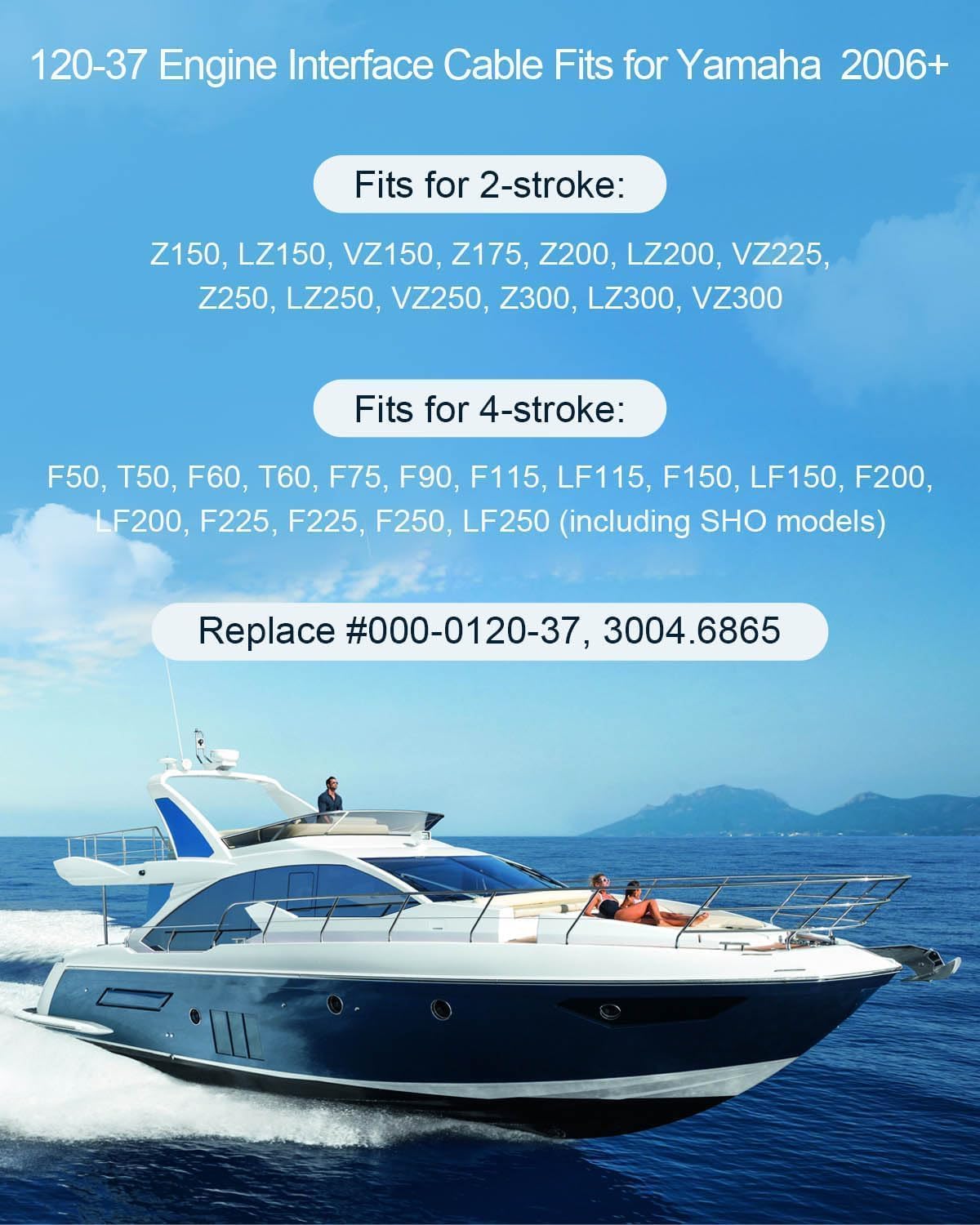 23ft/7m Engine Interface Cable Connects to NMEA 2000 Network Compatible with Yamaha Outboard Engine 2006-2023 Replace #000-0120-37 3004.6865, Longer Version with T-Connector