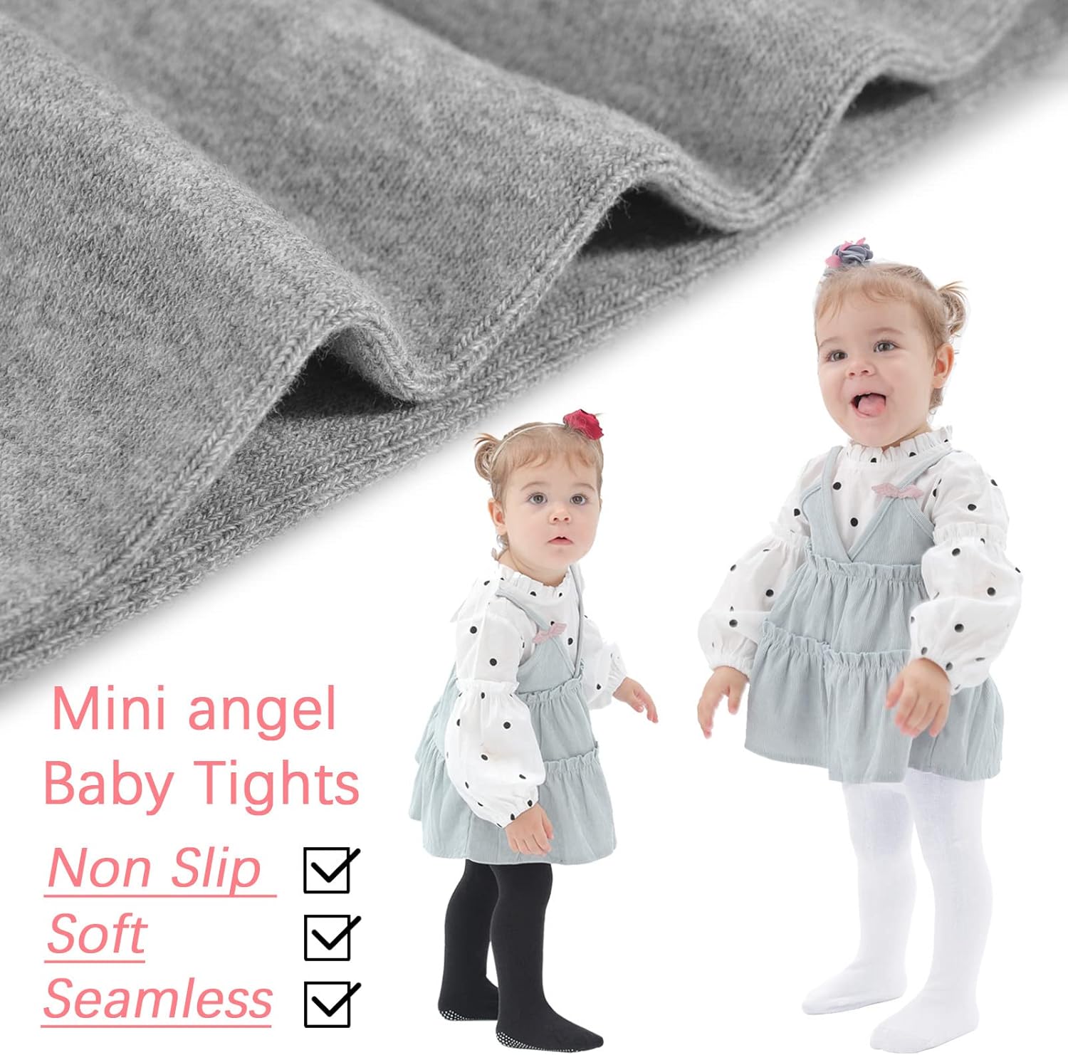 Mini angel Baby Tights Non Slip Baby Girl Tights Plain/Shoe-Look Leggings Seamless Pantyhose Warm Cotton Leggings Non-Skid - Image 5