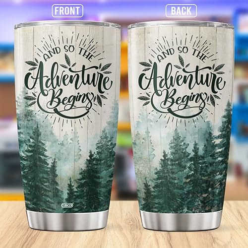 Miniatura 2 de CUBICER Taza de viaje de café con tapa de Adventure Begins, regalos de cumpleaños para mujeres, hombres, adolescentes, adultos, amigos, taza aislada