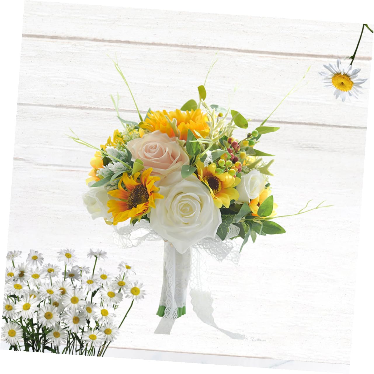 Künstlicher Sonnenblumen Brautstrauß aus Seide Langlebige Hochzeitsdekoration mit Zartem Design für Partys und Tanzveranstaltungen