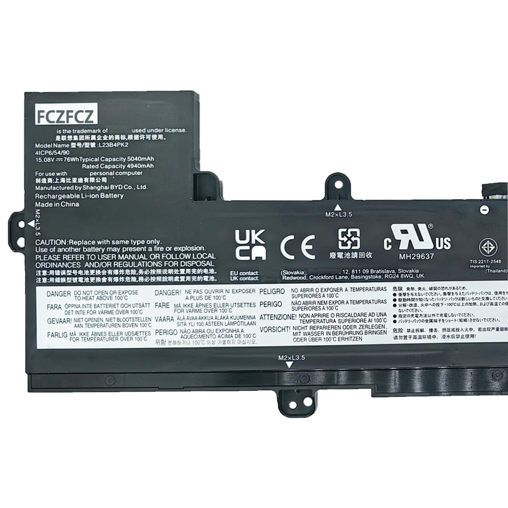 Amazon.com: FCZFCZ L23B4PK2 Battery 76Wh 5040mAh Replacement for