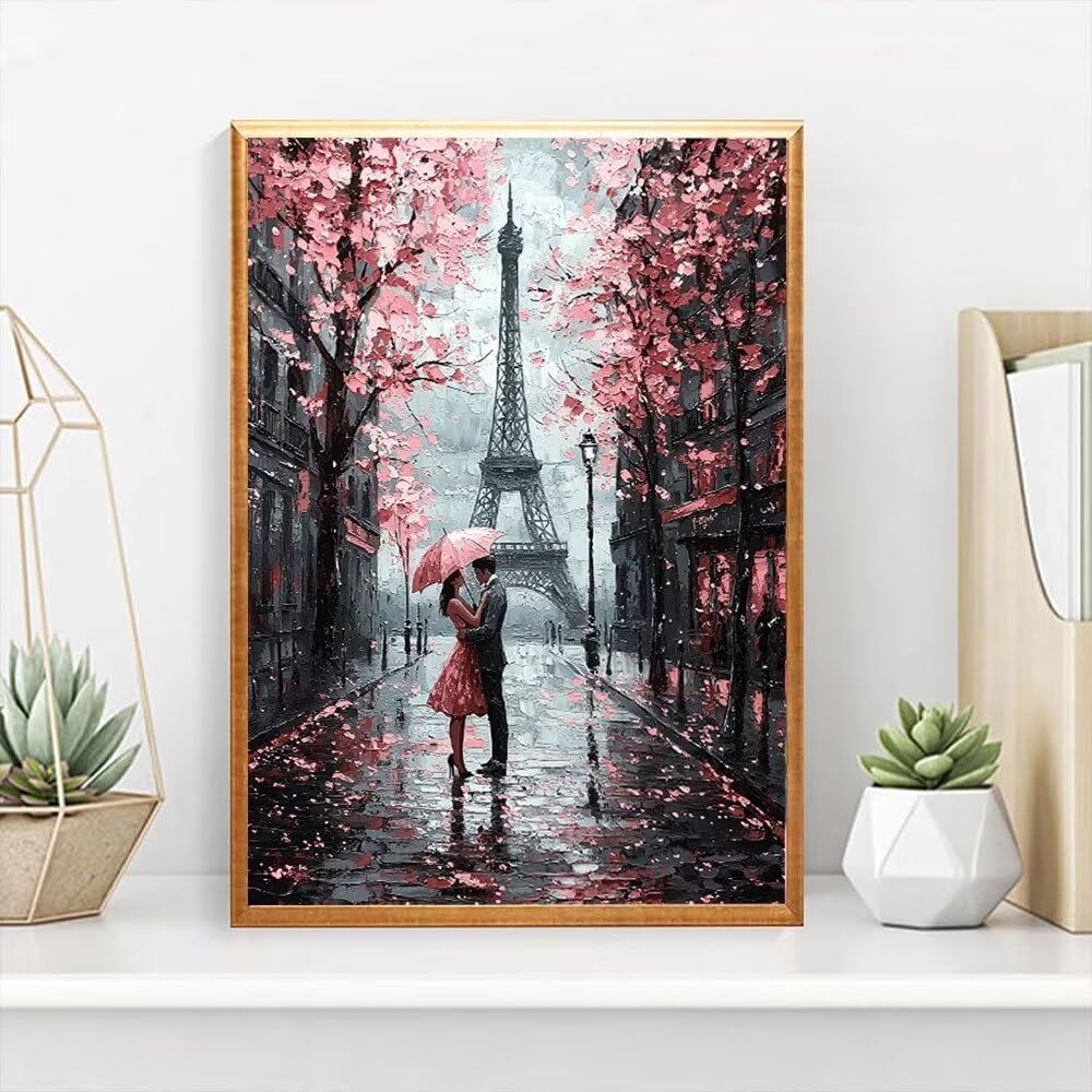 DIY Diamond Art Kits Erwachsene, Regentag Eiffelturm Kinder 5D Diamant Gem Kunsthand werk, für Home Büro Wall Kreativität Dekor, Teenager Mädchen Neujahr Geburtstag Geschenke 80x160cm P2CL-840