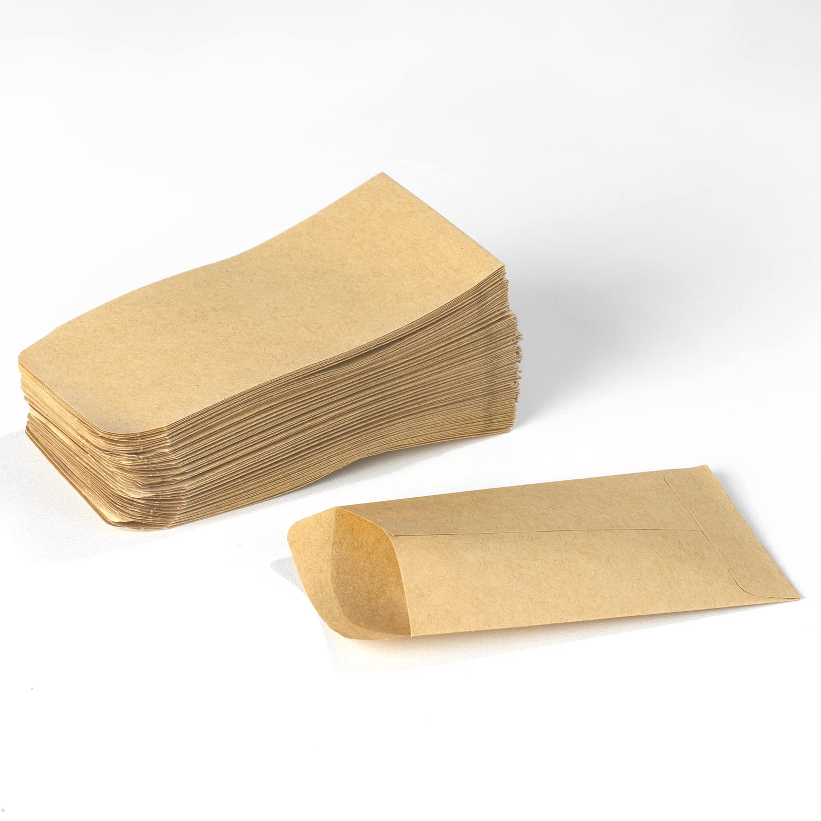 Carehabi Małe torebki papierowe, 9 x 13 cm, 100 sztuk, mini papierowe torebki z papieru typu kraft, brązowe, na upominki imprezowe, słodycze, kartki świąteczne, monety, kalendarz adwentowy do