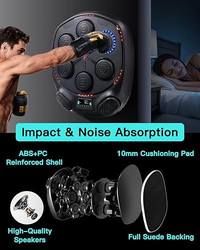 Miniatura 6 de shroop Máquina de Boxeo Musical para Adultos y Niños  Entrenador de Golpes Interactivo Bluetooth Montado en Pared, Alta Sensibilidad, Adaptación al