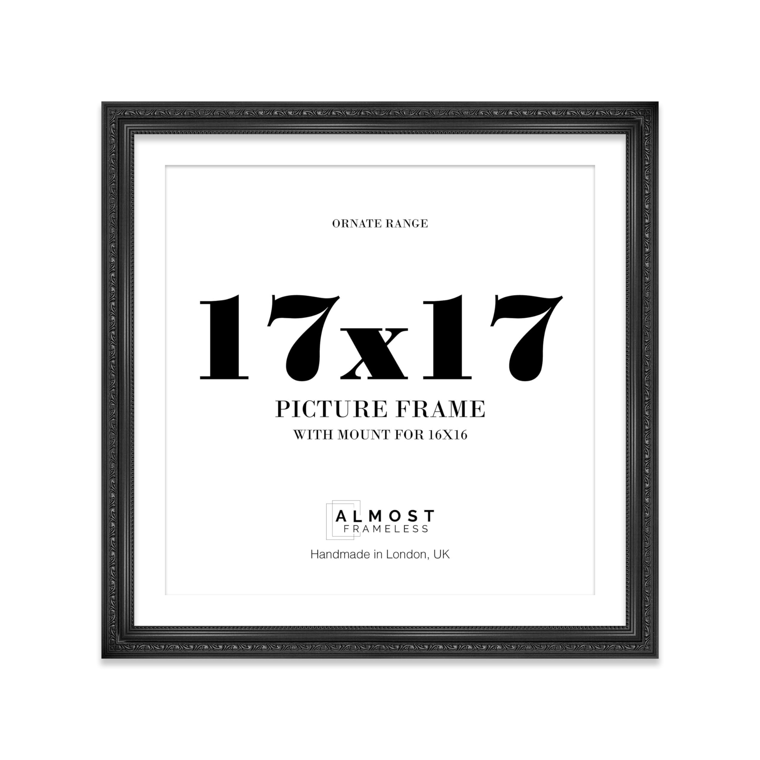 17x17 Black Ornate Photo Frame With White Mat For 16x16 Picture, Ready to Hang, 1 Pack — image 1