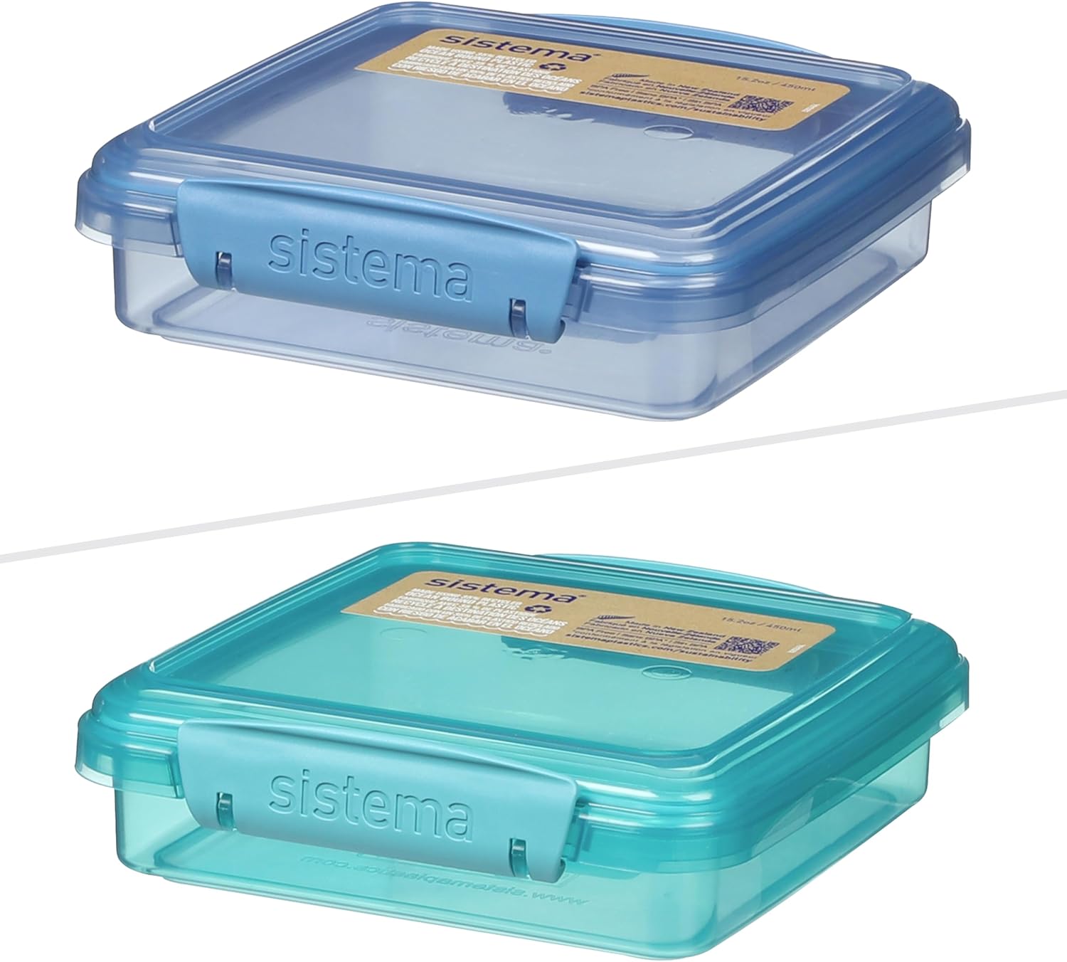Sistema Ocean Bound Plastic Sandwich Box 450mL Food Storage Container