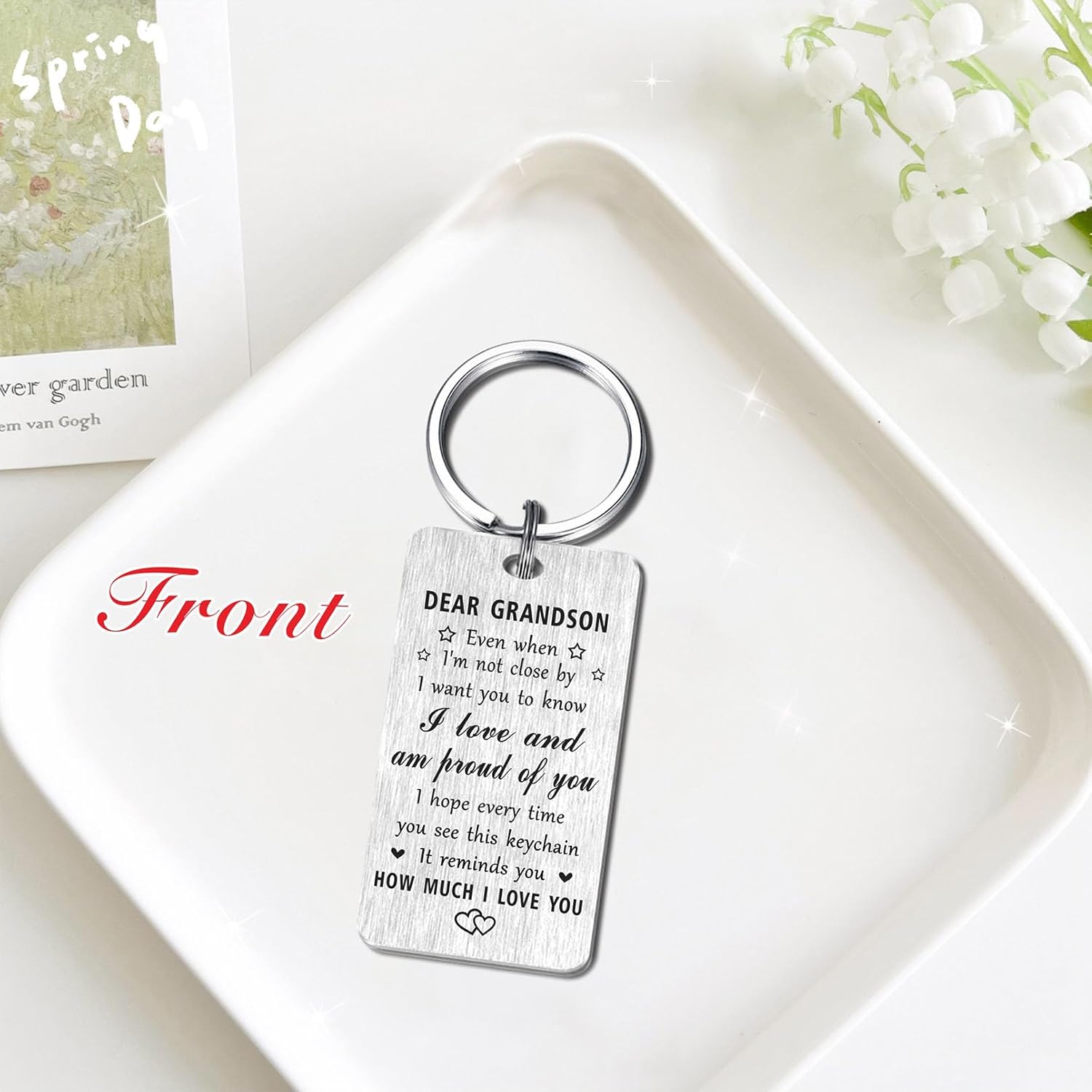 Jzxwan I Love You Grandson Keychain Gifts, Proud of Grandson Birthday Valentines Day Keychain Present, Unique Key Chain Present from Grandpa Grandma - Image 4