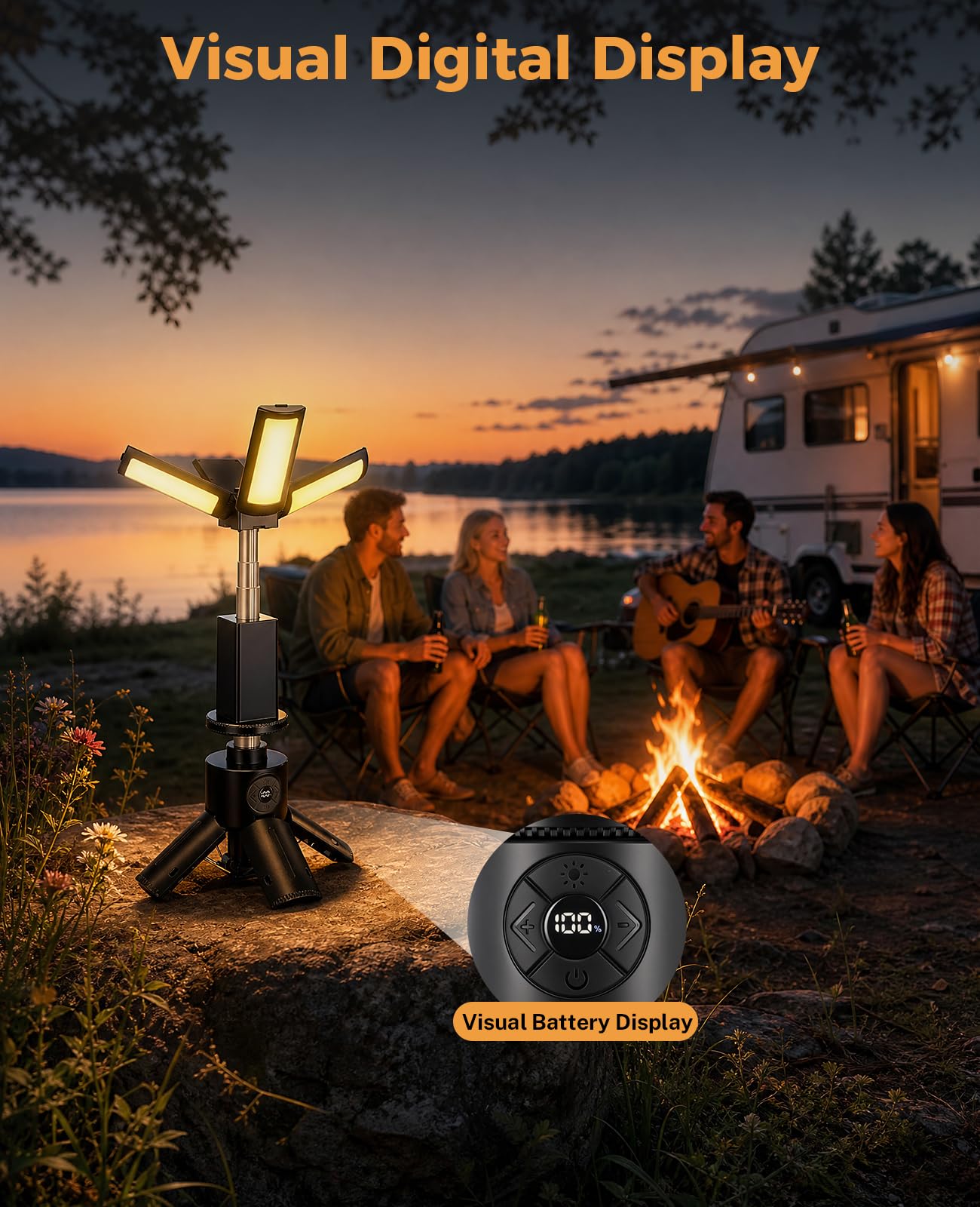 【Teleskop Wiederaufladbares Campinglicht】12000mAh Tragbare Campingleuchten mit Ständer - Outdoor Faltbare Campinglaternen mit 7200/5000/3600K Dimmbar IPX5 Wasserdicht für Wandern Camping