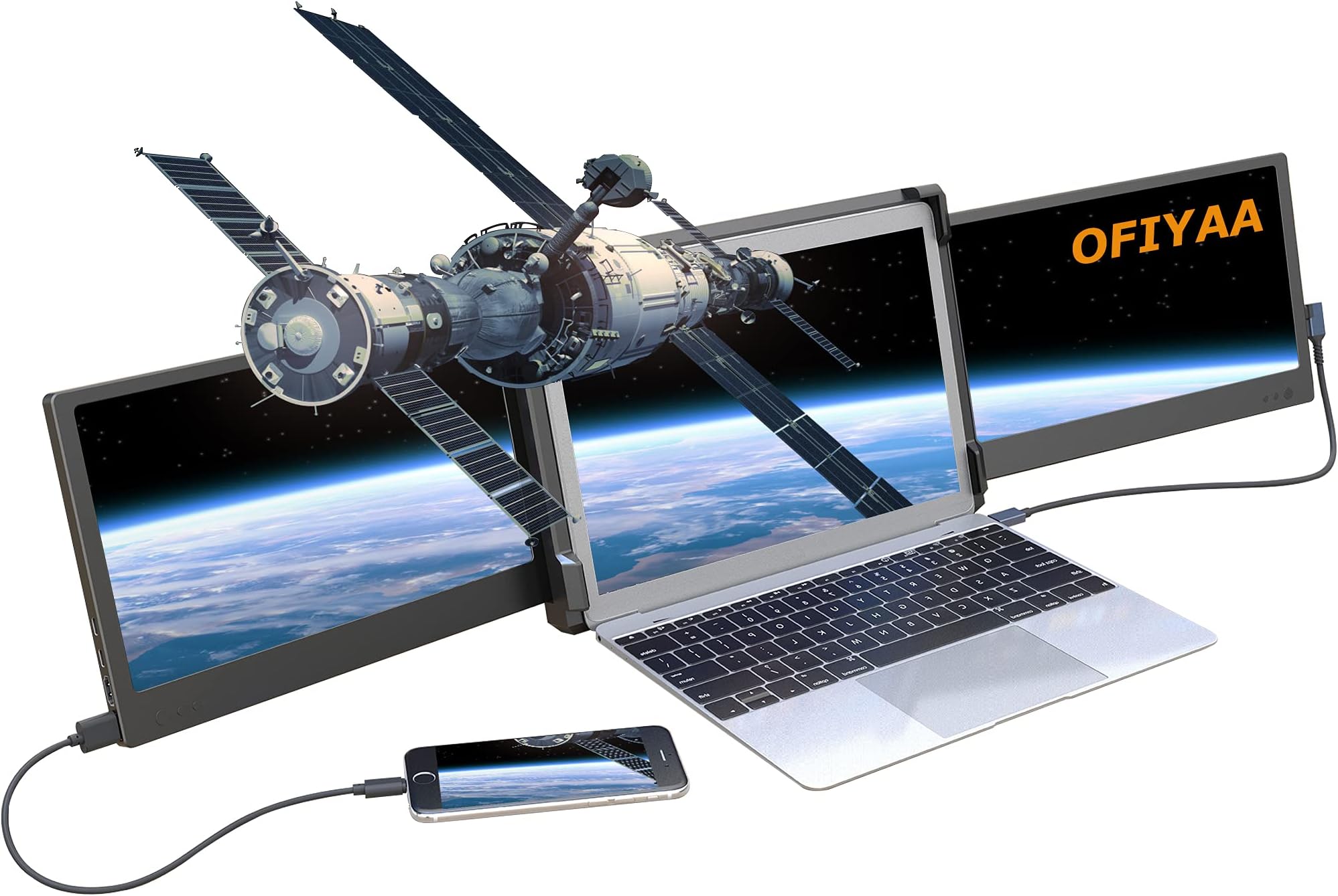 OFIYAA P2 Portable Monitor Laptop Screen Extender 12 Inch Display 207° FHD IPS Type-C/HDMI Multiple Laptop Monitor Extender for PS5 Compatible with 13''-16'' MacBook Windows PC/Notebook