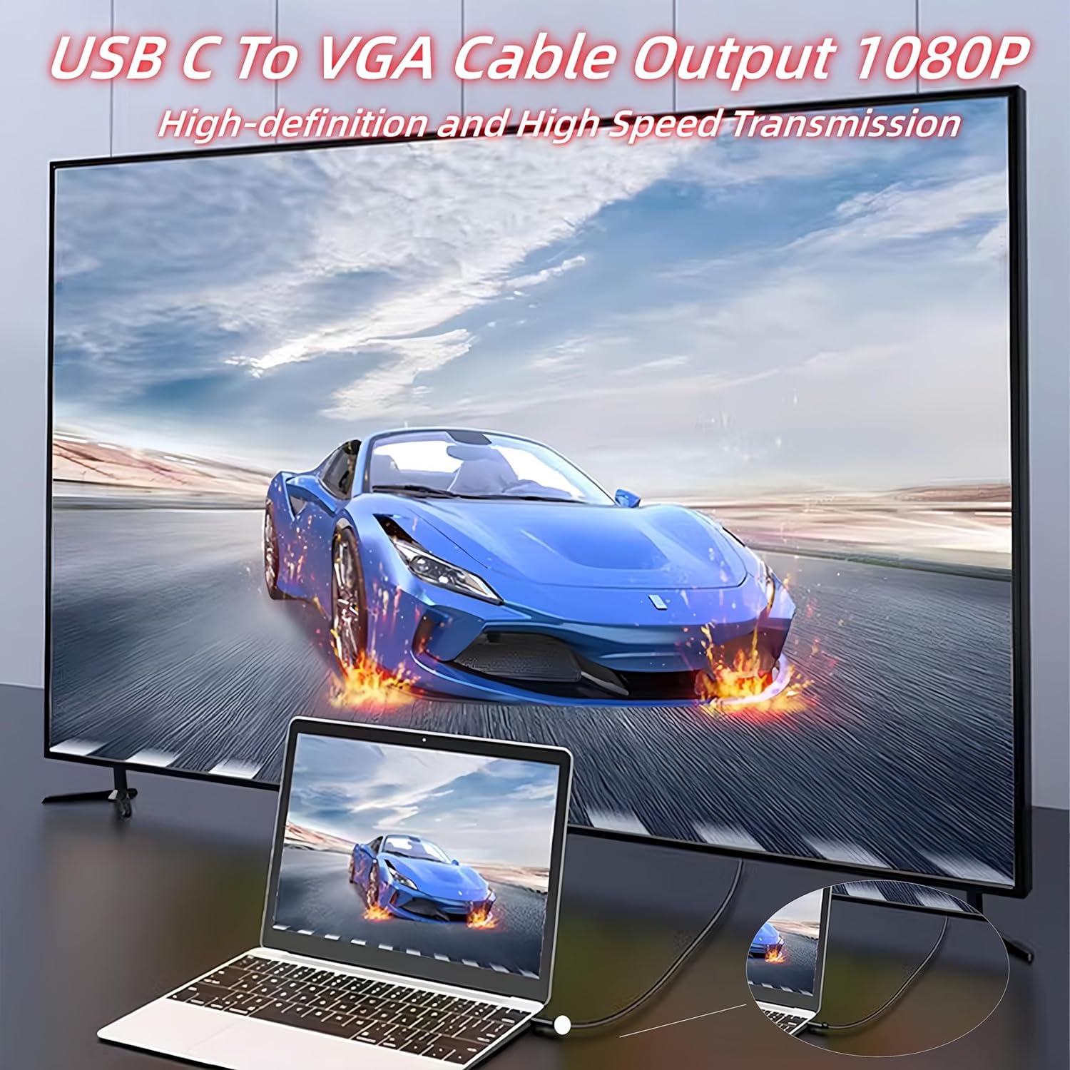 Cavo USB-C a DVI 4K 30Hz Compatible con MacBook Pro 2017-2020, Surface Book 2, Dell XPS 13, Galaxy S10